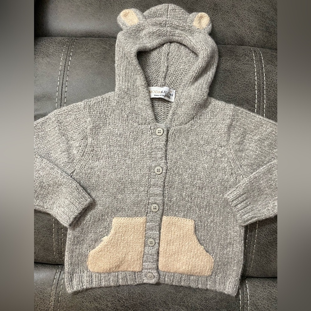 COPY - Purple Knit Bear Hoodie for Kids